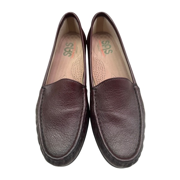 SAS Simplify Everyday Moccasin Loafer Antique Wine Women Sz 9.5N Leather Comfort - Picture 2 of 7